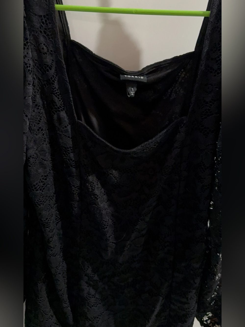 torrid Black Floral Lace Long Sleeve Top